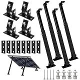 Adjustable Solar Panel Tilt Mount Brackets Aluminum Alloy Solar Panel Mounting Support up to 50 70 100 150 200 300 400 Watt Solar Panel for Flat Surface Roof RV Boat Off-Grid (Mount Only) BLACK-2SET