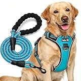 No Pull Dog Harness Adjustable Reflective Oxford Easy Control Medium Large Dog Harness with A Free Heavy Duty 5ft Dog Leash