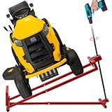 Lawn Mower Lift Jack, TUNTENDO Lifting Platform 882 Lbs Capacity Telescopic Maintenance Jack for Garden Tractors & Riding Lawn Mower with Manual Handle & Power Tool Extension Handle (Red)