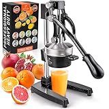 Zulay Kitchen Cast Iron Juicer - Easy-to-Clean Heavy-Duty Manual Juicer, Professional Citrus Juicer - Stainless Steel Lemon Squeezer - Manual Citrus Press & Orange Squeezer - Orange Juicer (Black)