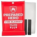 Prepared Hero Emergency Fire Blanket - 1 Pack - Fire Suppression for Kitchen, 40” x 40” Fiberglass Fire Blanket for Home