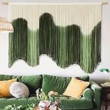 IOWER Large Macrame Wall Hanging Boho Wall Art Green Fiber Dip-Dyed Handmade Macrame Cord for Headboard Bedroom Living Room Fireplace 57" W x 39" L