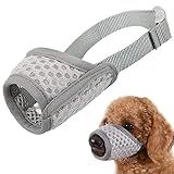 Mayerzon Dog Muzzle, Puppy Soft Mesh Muzzle for Small Medium Large Dogs Chihuahua Poodles Beagle Dachshund Corgis Labrador for Biting Chewing Grooming That Allows Panting Drinking(XS, Grey)
