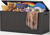 ATMELT Outdoor Storage Box, 170 Gal Waterproof Resin Deck Box w/Support Rod