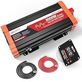 BELTTT 3000W Pure Sine Wave Inverter 12V DC to 120V AC for RV, Truck, Off-Grid, Home, Solar Car Power Inverter with Dual AC, 20A Socket, 5V 2.1A USB, Hardwire Port, Remote Controller 23Ft Cable