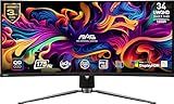 msi MAG341CQP QD-OLED, 34 Curved OLED Gaming Monitor, 3440 x 1440 (UWQHD), 0.03ms Response time, 175Hz, True Black HDR 400, HDMI, DP Port, USB Type C, Tilt, Height, Black
