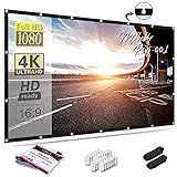 Mdbebbron 120 inch Projector Screen 16:9 Foldable Anti-Crease Portable Projector Movies Screens for Home Theater Outdoor Indoor Support Double Sided Projection
