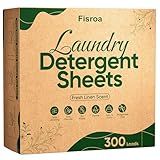 Travel Laundry Detergent Sheets Fisroa 300 Loads Eco-friendly Washing Detergent Sheets Plastic-Free Washer Strips, Fresh Linen Scent Liquidless Laundry Strips for Camping Dorm