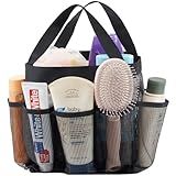 Lifewit Mesh Shower Caddy Portable for College Dorm Room Essentials with 7 Pockets, Freestanding Hanging Organizer Basket, Quick Dry Tote Bag for Camping, Bathroom, Beach, Travel, 1 Pack, Black