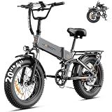 Jasion X-Hunter Electric Bike for Adults,1400W Peak Motor 30MPH Max Speed 48V 13AH Removable Battery,Full Suspension System,20''*4.0 Fat Tire Foldable Ebike 7-Speed Electric Bicycle,Patent