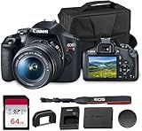 Canon EOS Rebel T7 DSLR Camera | 24.1MP APS-C CMOS Sensor with DIGIC 4+ Image Processor | Built-in Wi-Fi & NFC | EF Lens Compatible Beginner Photography Camera Kit with Shoulder Bag and 64GB Card