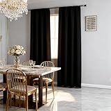IGEMAEVE Black Blackout Curtains 84 Inch Length 2 Panels Set, Black Out Curtains for Bedroom 84 Inch Long, Rod Pocket Energy Saving Room Darkening Drapes for Living Room Window(W52 x L84)