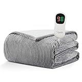 Homemate Heated Blanket Electric Throw - 50"x60" Heating Blanket Throw 1/2/4/6/8 Hours Auto-Off 10 Heat Levels Over-Heat Protection Soft Flannel Sherpa Heater ETL Certification