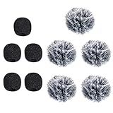 Ruittos 5 Packs Lavalier Microphone Wind Screen Furry Muffs Diameter 1cm Fits Most Lapel Clip Lav. Mini Lapel Microphone Dead Cat Windscreens (5 deadcats and 5x1cm Foam)