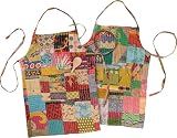 Primitives by Kathy Reversible Kantha Apron - Authentic Recycled Sari Cotton, Hand Stitched by India Artisans, each is Unique - Adjustable Neck & Waist, large pocket on both sides