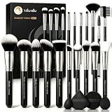Makeup Brushes Set, Mlemle Professional 25 Pcs Makeup Kit, Include Foundation Powder Blush Concealers Eye shadows 21 Pcs Makeup Brushes and 2 Powder Puff, 2 Makeup Sponge(B01-Black)