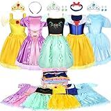 LIMIROLER 18 Pcs Princess Dress Up Clothes for Little Girl Role Play Costume Gift Set, Princess Dress Up Toys for Toddler Girls, Birthday Christmas Party Gifts for Girls Aged 3-6 Years Old