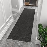 Ottomanson Hallway Runner Rug 2' x 6' Durable Non-Slip Mat with Scraper Pile for Indoor & Outdoor Use - Ideal for Kitchen, Entryway, Patio & Garage - High-Traffic Carpet, Black