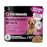 10-in-1 Dog Multivitamin Supplement with Glucosamine & Probiotics - Hip & Joint Support, Digestive Health, Immune Support, Heart & Skin - All-in-One Daily Vitamins & Omega-3s (Peanut Butter, 90 ct)