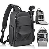 TAAOKA Camera Sling Bag for Photographer– Waterproof Crossbody Camera Bag with Fast Access Pockets, Thick Shockproof Photography Backpack with Tripod Holder, DSLR camera bag for Nikon/Sony/Canon