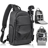 TAAOKA Camera Sling Bag for Photographer– Waterproof Crossbody Camera Bag with Fast Access Pockets, Thick Shockproof Photography Backpack with Tripod Holder, DSLR camera bag for Nikon/Sony/Canon