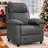 Korser Recliner Chair, Living Room Chairs for Adults, Padded Deep Seat Reading Chair with Side Pockets, Small Recliners for Small Spaces, Lounge Chair for Living Room, Bedroom, and RV (Linen)
