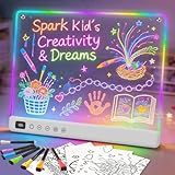 Lumiboard Led Drawing Board with 13 Light Effects, 16" Rechargeable Glow Doodle LED Note Board with Colors, Neon Light Up Drawing Tablet Gifts for Kids for Easter Birthday Christmas Gift Ideas