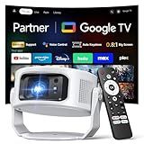Philoent【Google TV Included】Smart Mini Projector, Ultra Short Throw for Big Screen in Small Room, Auto Keystone Portable Proyector with WiFi Bluetooth, Support 4K Movie – Home Theater Bedroom Outdoor