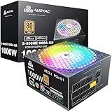 Auotac 1000W Fully Modular Power Supply 80+ Gold Certified with 12V-2x6 Cable – ATX 3.1 & PCIe 5.1 Compliant, 140mm RGB Low-Noise Smart Fan, 105℃-Rated Capacitors, Black