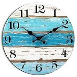 CHYLIN Wall Clock - Beach Themed Blue Wall Clocks Battery Operated Silent Non-Ticking, Coastal Nautical Clock Decorative for Home Kitchen Living Room Office Bathroom Bedroom(10 Inch)