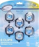 Air Jungles New Car Scent Car Air Freshener Vent Clip, 6 Count Long Lasting Up to 180 days, Natural Essential Oil Car Fragrance for Women and Men, Odor Eliminator - 4ml Each