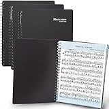 MECCALINE Sheet Music Folder (3 Pack, Black) – 40 Sleeves Display 80 Pages Spiral Binder Organizer for Music Stand – Fits Letter Size 8.5 x 11 Inch – Direct Page Writing with Detachable Name Tag