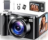 4K Digital Camera for Photography- 56MP Autofocus Vlogging Camera with 3" 180° Flip Screen, 16X Zoom, Flash- Digital Point and Shoot Camera for Travel & Home- Portable Gift for Teens & Beginners