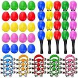 Cididu 60 Pcs Shaker Musical Instruments, 20 Pcs Kids Egg Shaker with 20 Wrist Hand Band Bells and 20 Sand Hammer Shakers, Kids Music Early Learning Percussion Toy, Ideal Gift for Music Lovers