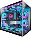 HYXN H3 HYXN ATX PC Case - Pre-Installed with 6 Infinity Mirror PWM ARGB Fans - Compact Dual Cavity Mid-Tower PC Gaming Case - with Type-C 3.2-360mm Radiator Support (Black RGB)