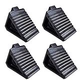 HOXWELL Solid Heavy Duty Rubber Wheel Chocks 4 Packs, Premium Wheel Stopper for Car, Travel Trailers, RV, Truck, and ATV(4 pcs, Black) 8" x 4" x 6"