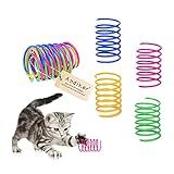 Andiker Interactive Cat Spiral Creative Spring Toy to Kill Time and Keep Fit, Sturdy and Heavy Plastic for Swatting, Biting, Hunting Kitten Toys, Colorful, 12 pcs