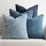 MIULEE Soft Decorative Chenille Pillow Covers Blue Series 18x18 Pack of 4