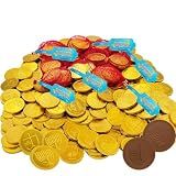 The Dreidel Company Hanukkah Chocolate Gelt, 6-Pack Mesh Bags 24 Total Coins of Milk Chocolate Coins, Kosher Certified Dairy Dreidel and Menorah Design
