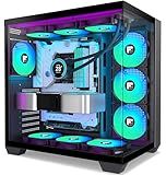 FOIFKIN F600 PC Case - Pre-Installed 7 PWM ARGB Fan, ATX Mid-Tower Gaming PC Case, 270° Panoramic Glass with Type-C, FOIFKIN (Black, F600)