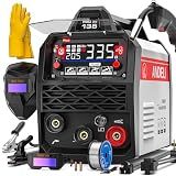 ANDELI 135Amp MIG Welder 110V/220V Dual Voltage, Portable Flux Core MIG/Lift Tig/Stick 3-in-1 Multiprocess MIG Welding Machine with Synergy, LED Display Full Kit (Bonus Welding Helmet & Gloves)