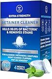 Retainer Cleaner Tablets for Invisalign Approved for Ultrasonic Cleaners -120 Denture Cleaning Tablets for Aligners, Night Guard, Mouth Guard - Denture Cleaner Tablets 4-Month Supply