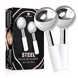 Ice Globes for Facials | Unbreakable Steel Cooling Roller | Cryo Sticks for Face | Massager for Face Neck & Eyes | Skin Care for Dark Circles, Puffiness, Wrinkles, Collagen Production (White)
