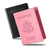 Honmein 2 Pcs Passport holders，Ultra Slim passport wallet，PU Leather Passport Cover for Women and Men