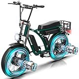 Dual Battery Electric Bike for Adults,48V46AH Long Range Cargo Electric Bicycle Up to 200 Mile,3000W Dual Motor 20"x4" Fat Tires All Terrain Ebike Max 31Mph,Hydraulic Brakes Double Seat Commuter EBike