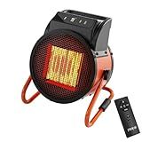 Greenhouse Heater with Remote, 1500W Outdoor Patio Heater with Digital Thermostat, Garage heater 24-Hour Timer for 3S Fast Heating, 3 Modes Adjustment, PTC Overheat Protection for Grow Ten