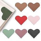 8 Pcs Leather Heart Bookmarks, Bookmarks for Women, Cute Heart Bookmark Corner, Book Marks for Teachers Students School Office Home Supplies