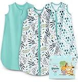Cute Castle Baby Sleep Sack 12-18 Months - Lightweight 100% Cotton 2-Way Zipper TOG 0.5 Infant Wearable Blanket, Newborn Essentials Toddler Sleep Clothes (3 Pack Green)