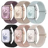 6 Pack Braided Stretchy Bands Compatible with Apple Watch Band 38mm 40mm 41mm 42mm 44mm 45mm 46mm 49mm Women Men, Adjustable Nylon Solo Loop Elastic Straps for iWatch Series 11 10 9 8 7 6 5 4 SE Ultra