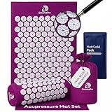 DoSensePro Acupressure Mat & Pillow Set – Extra-Long 29” Acupressure Therapy for Back & Neck Pain Relief, Sciatica, Stress Relief & Sleep Support – Includes Carry Bag & Hot/Cold Pack (Purple)